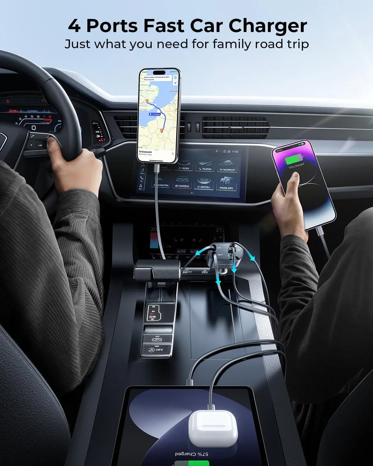 Homezy™ 4-In-1 Retractable Car Charger