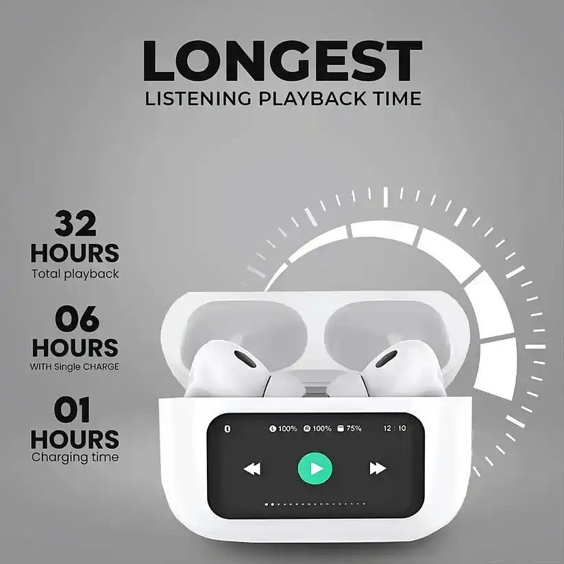 A9 Pro Touch Screen LED-ANC Airpods With Case - ( IMPORTED STOCK! )