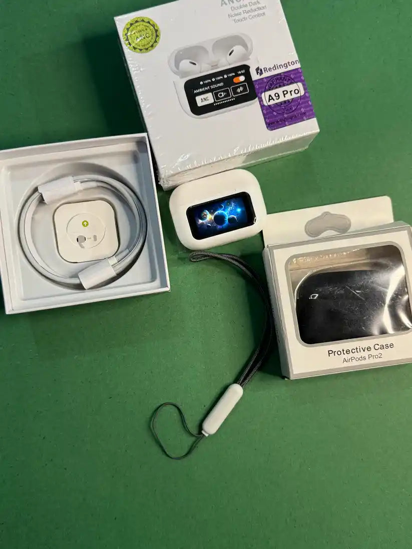 A9 Pro Touch Screen LED-ANC Airpods With Case - ( IMPORTED STOCK! )