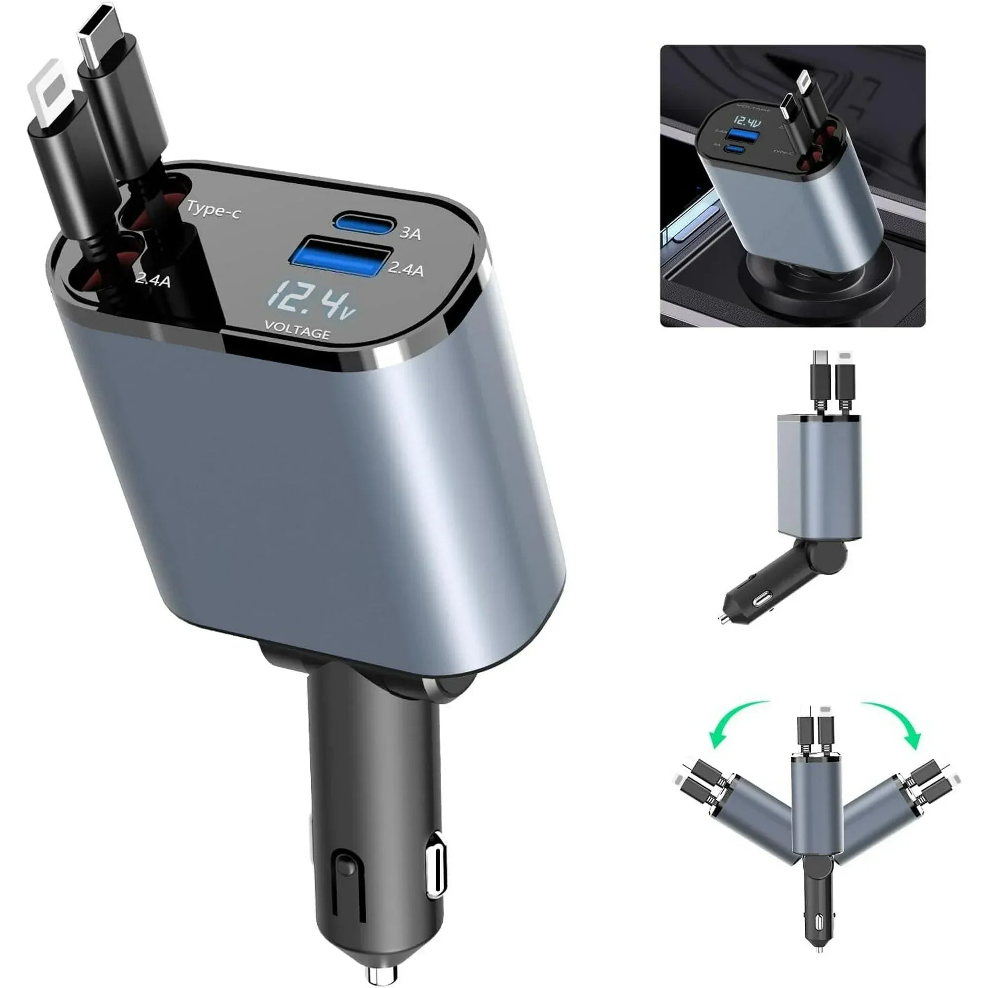 Homezy™ 4-In-1 Retractable Car Charger